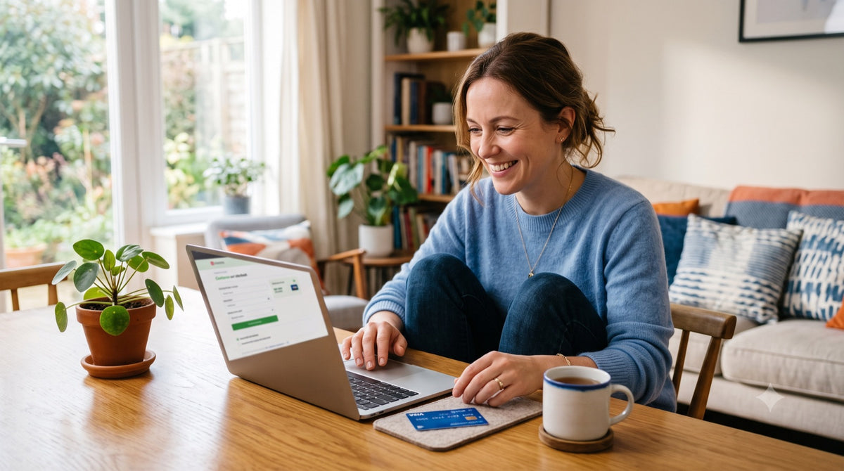 Femme utilisant Office sur son laptop — achat sécurisé TA LICENCE Image