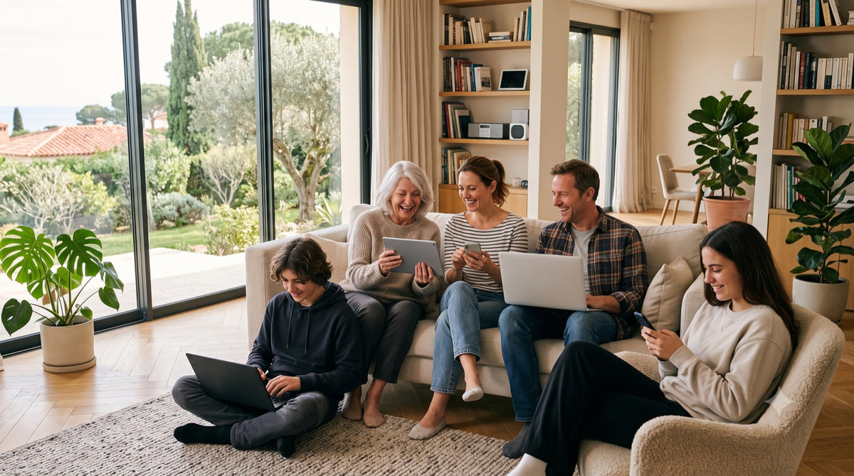 Famille utilisant Microsoft 365 sur plusieurs appareils Image